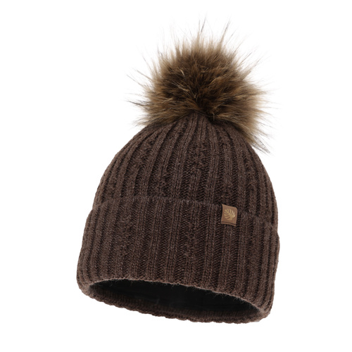 Dam vintermössa, bruna, med pompom, Savona