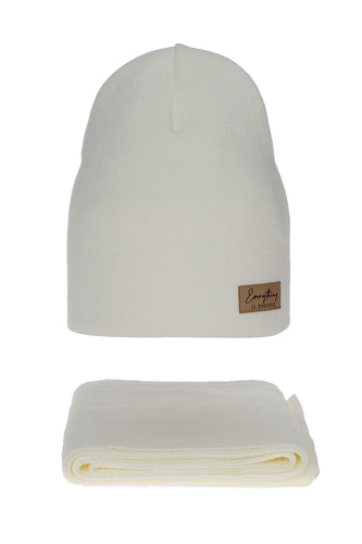 Dam höst/vår set: mössa och halsduk, creme, Zula