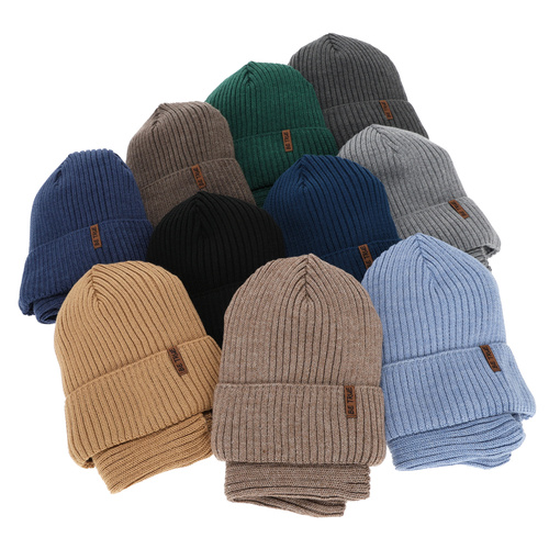 Pojke vinter set (mössa och tubhalsduk), ljusblå, fodrad med fleece, med merinull, Colton