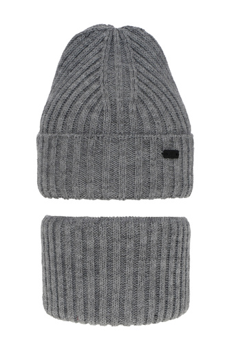 Pojke vinter set: mössa och halsduk, grå, Zeno