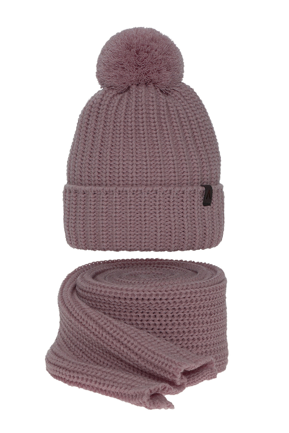 Dam vinter set: mössa och halsduk, wrzosowy, med pompom, Lupita