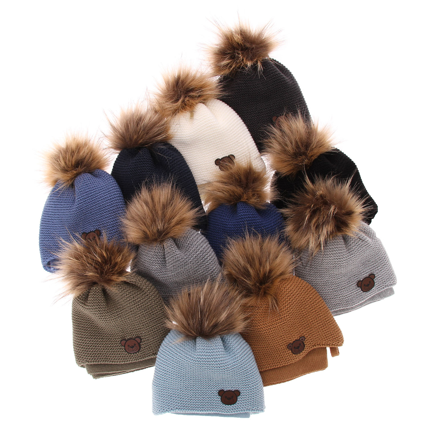 Pojke vinter set: mössa och halsduk, svart, med pompom, wiązany Banksi