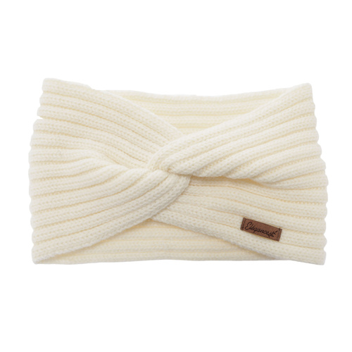 Dam vinter pannband, brun, 100% Merino Ull, Veka