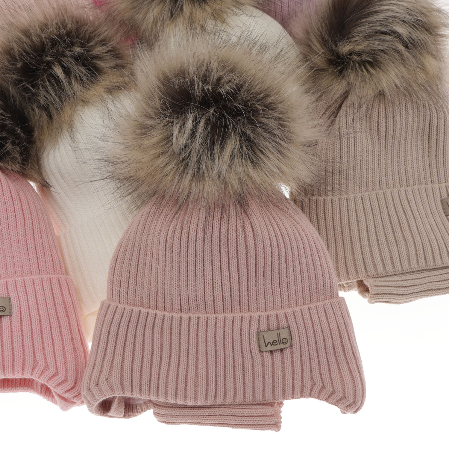 Flicka vinter set: mössa och halsduk, rosa, med knytband, Bria