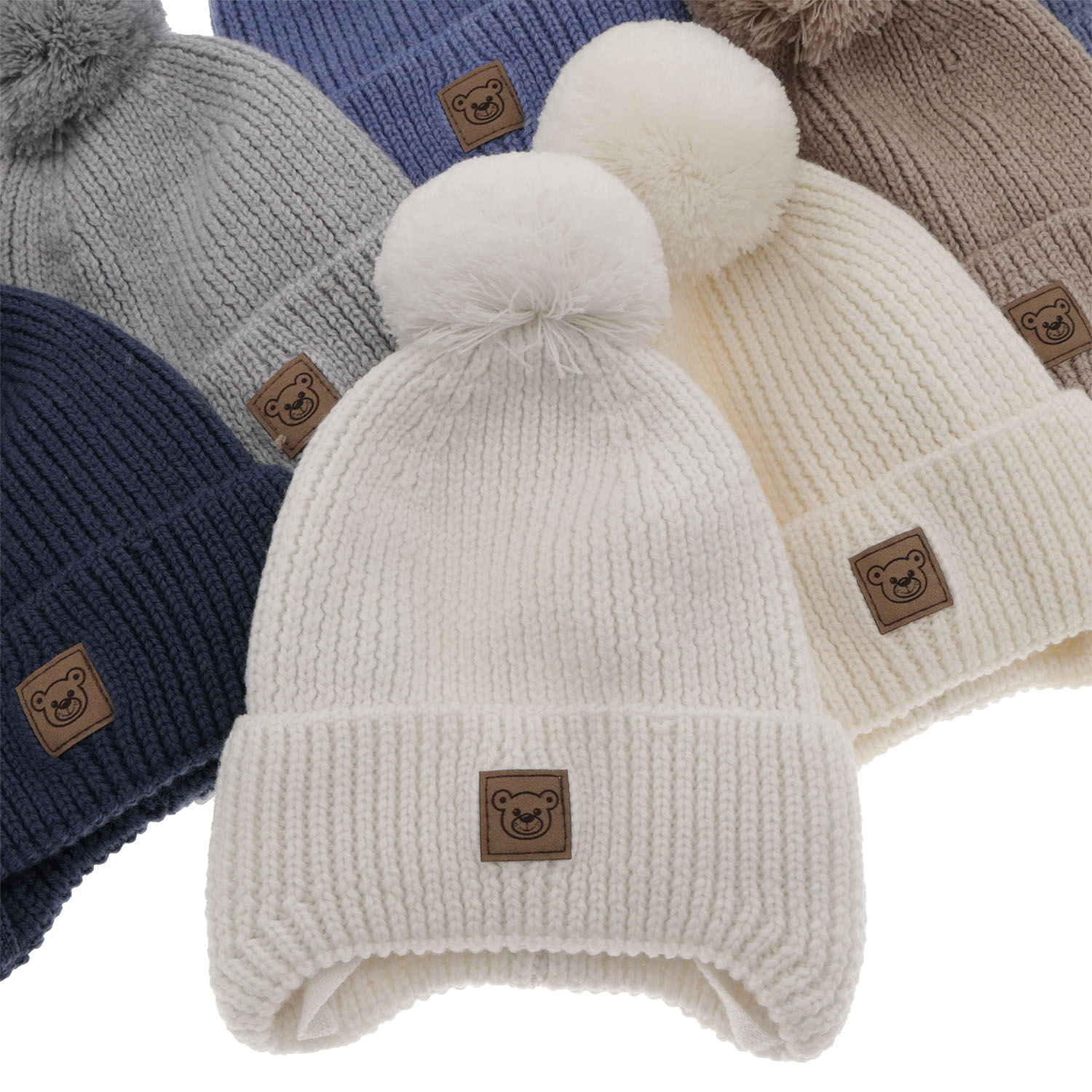 Pojke vintermössa, blå, 100% Merino Ull, fodrad med ylle, med knytband, Tofik