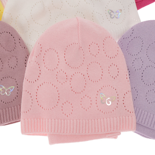 Flicka höst/vår set: mössa och tubhalsduk, lila, med bomull, Amarilla