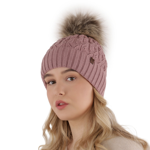 Dam vintermössa, smaragdgrön, med pompom, Katty