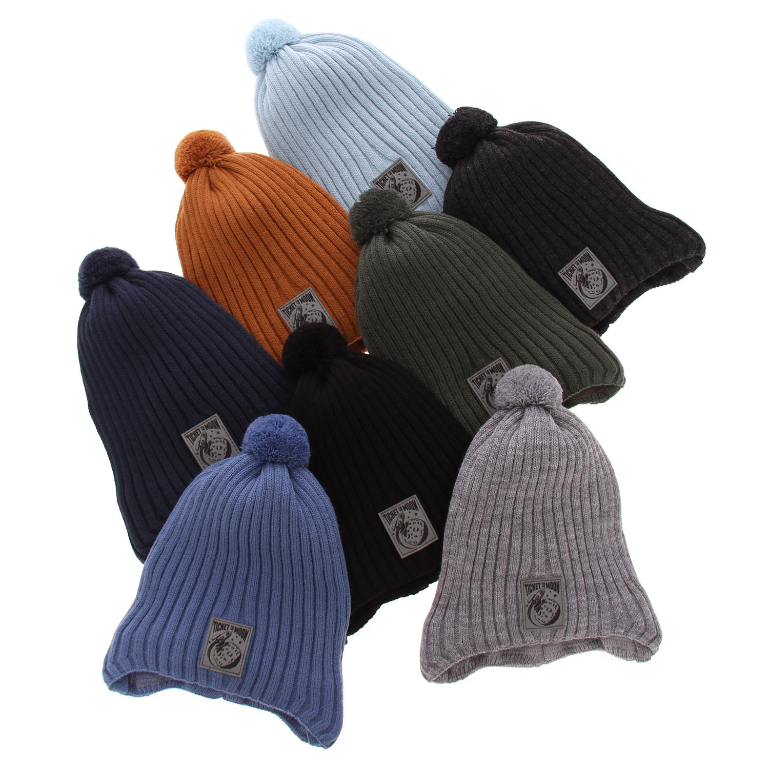 Pojke höst/vår mössa, svart, med knytband, med pompom, Cyspin