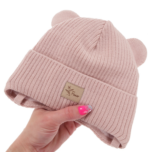 Flicka höst/vår mössa, beige, med knytband, Djona