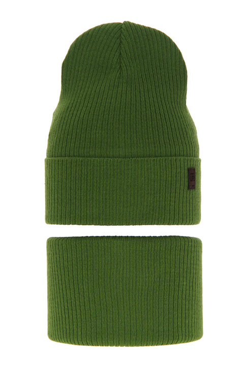 Pojke höst/vår set: mössa och tubhalsduk, grön, med bomull, Dragon