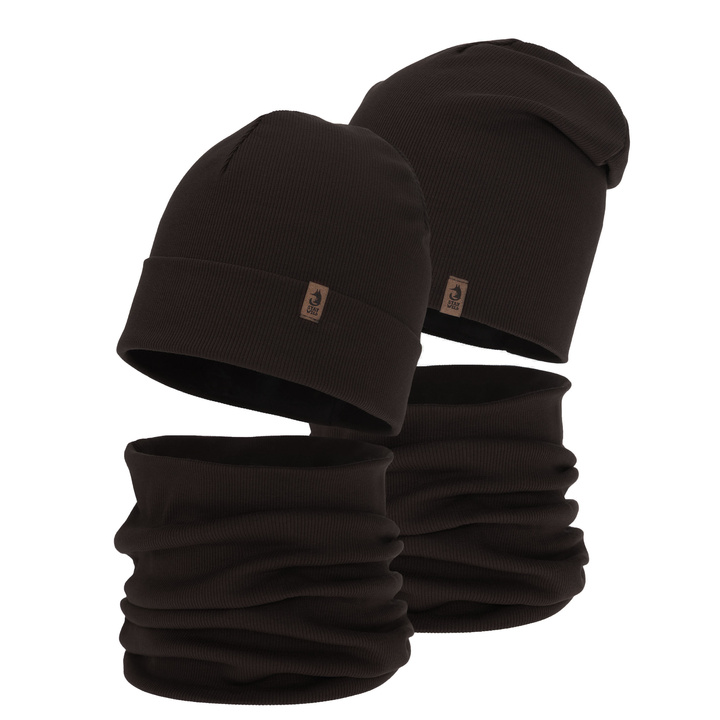 Pojke höst/vår set: mössa och tubhalsduk, mörkbrun, Amalfi