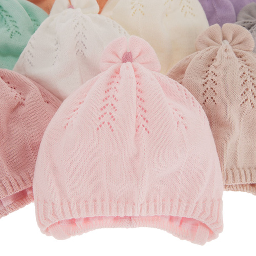 Flicka höst/vår mössa, beige, med knytband, Ginara