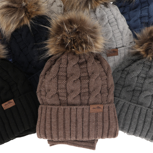 Pojke vinter set: mössa och halsduk, granat, med pompom, Cent