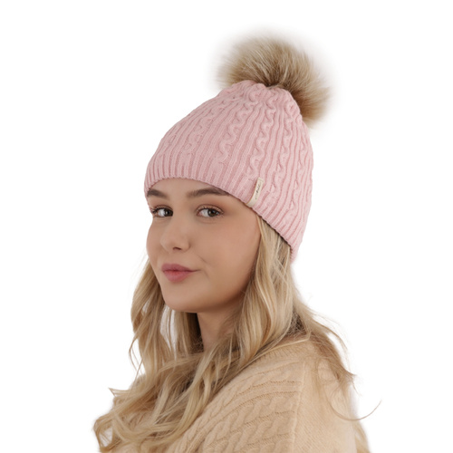Dam vintermössa, rosa, med pompom, Xena