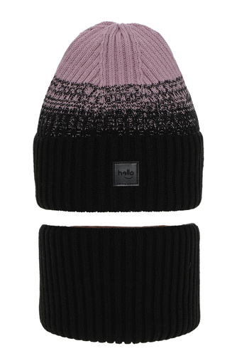 Flicka vinter set: mössa och tubhalsduk, svart, Tasha