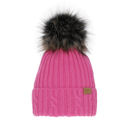 Dam vintermössa, rosa, med pompom, Lawina