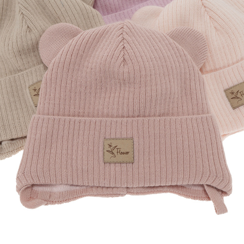 Flicka höst/vår mössa, rosa, med knytband, Djona
