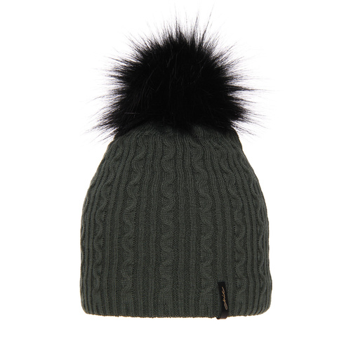 Dam vintermössa, grön, med pompom, Xena