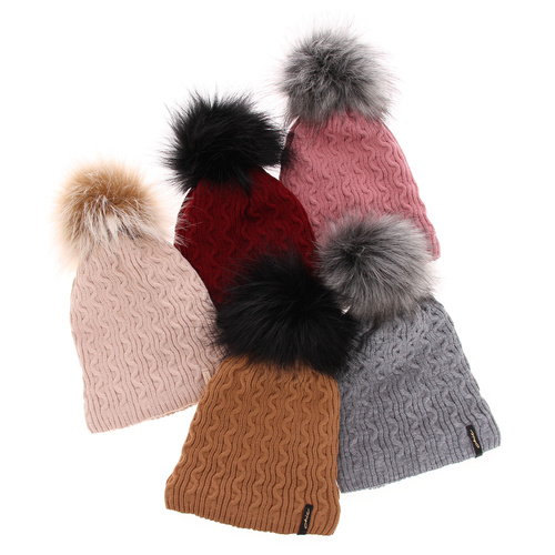 Dam vintermössa, grön, med pompom, Xena