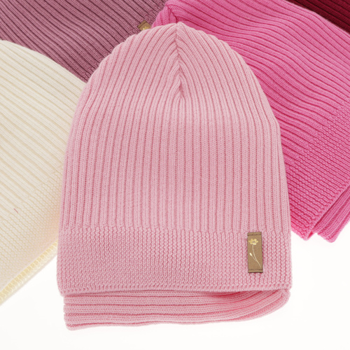 Flicka höst/vår set: mössa och tubhalsduk, rosa, 100% Merino Ull, Chelsie