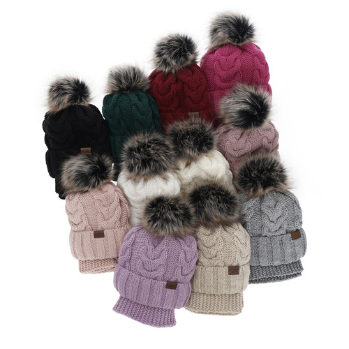 Flicka vinter set: mössa och tubhalsduk, lila, med pompom, Torina