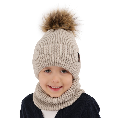 Pojke vinter set: mössa och tubhalsduk, orange, med pompom, Modus