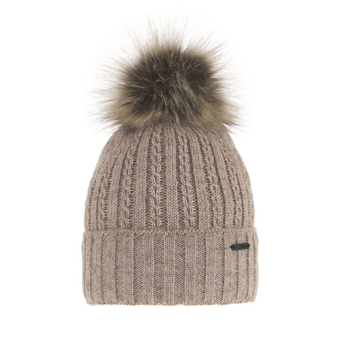 Dam vintermössa, beige, med pompom, Karizma