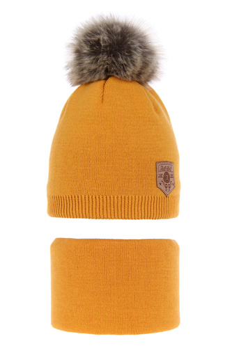 Pojke vinter set: mössa och tubhalsduk, med pompom, Apolin