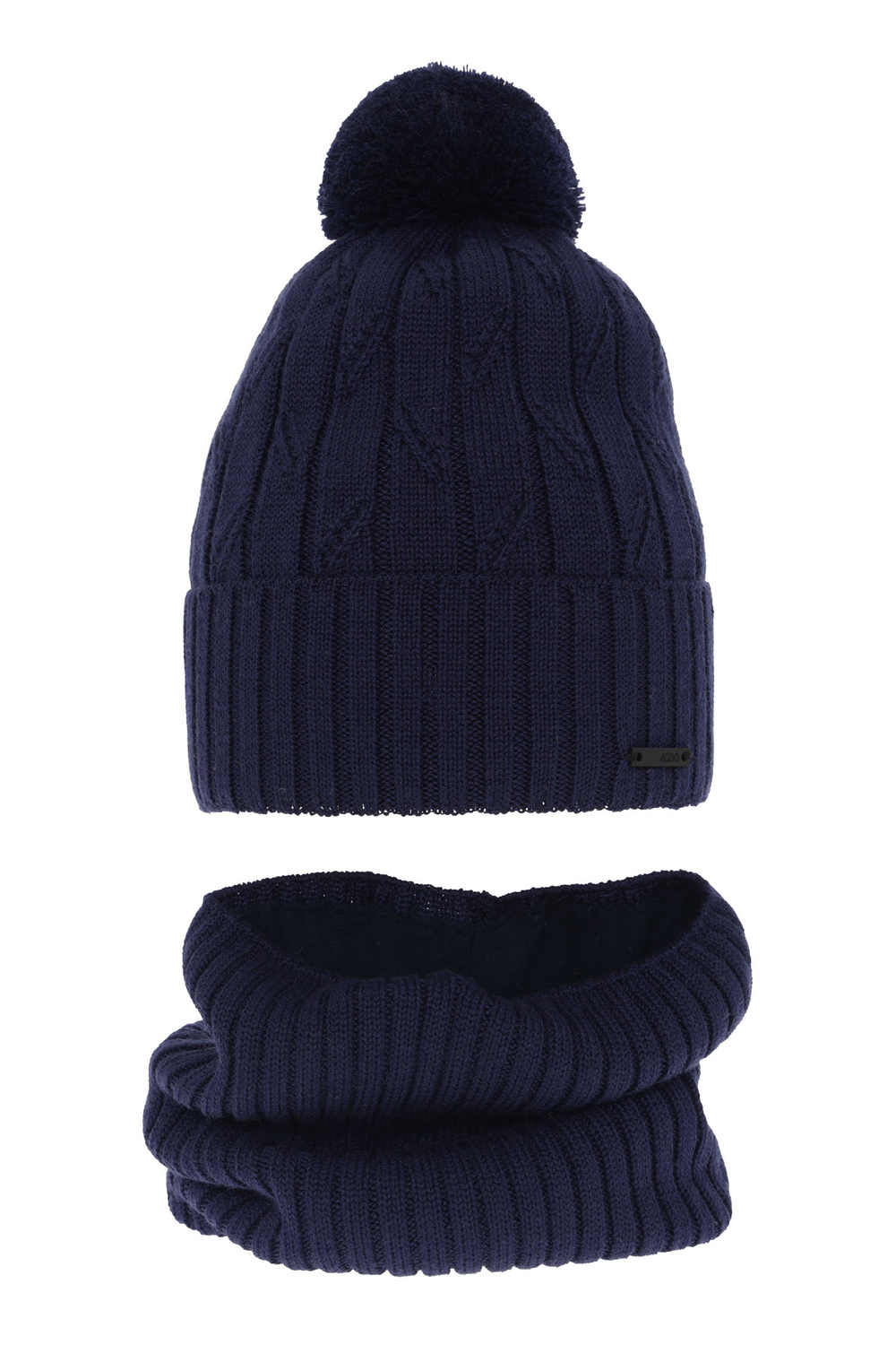 Pojke vinter set: mössa och tubhalsduk, granat, med pompom, med merinull, Talar