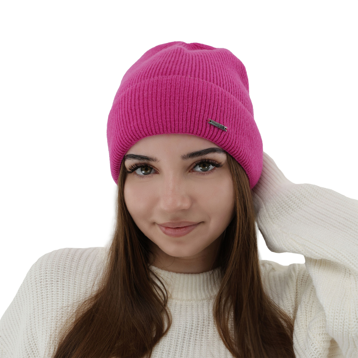 Dam vintermössa, lila, med merinull och kaschmir, Sindra