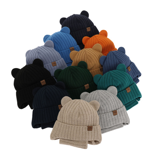 Pojke vinter set: mössa och halsduk, beige, med knytband, Ferven