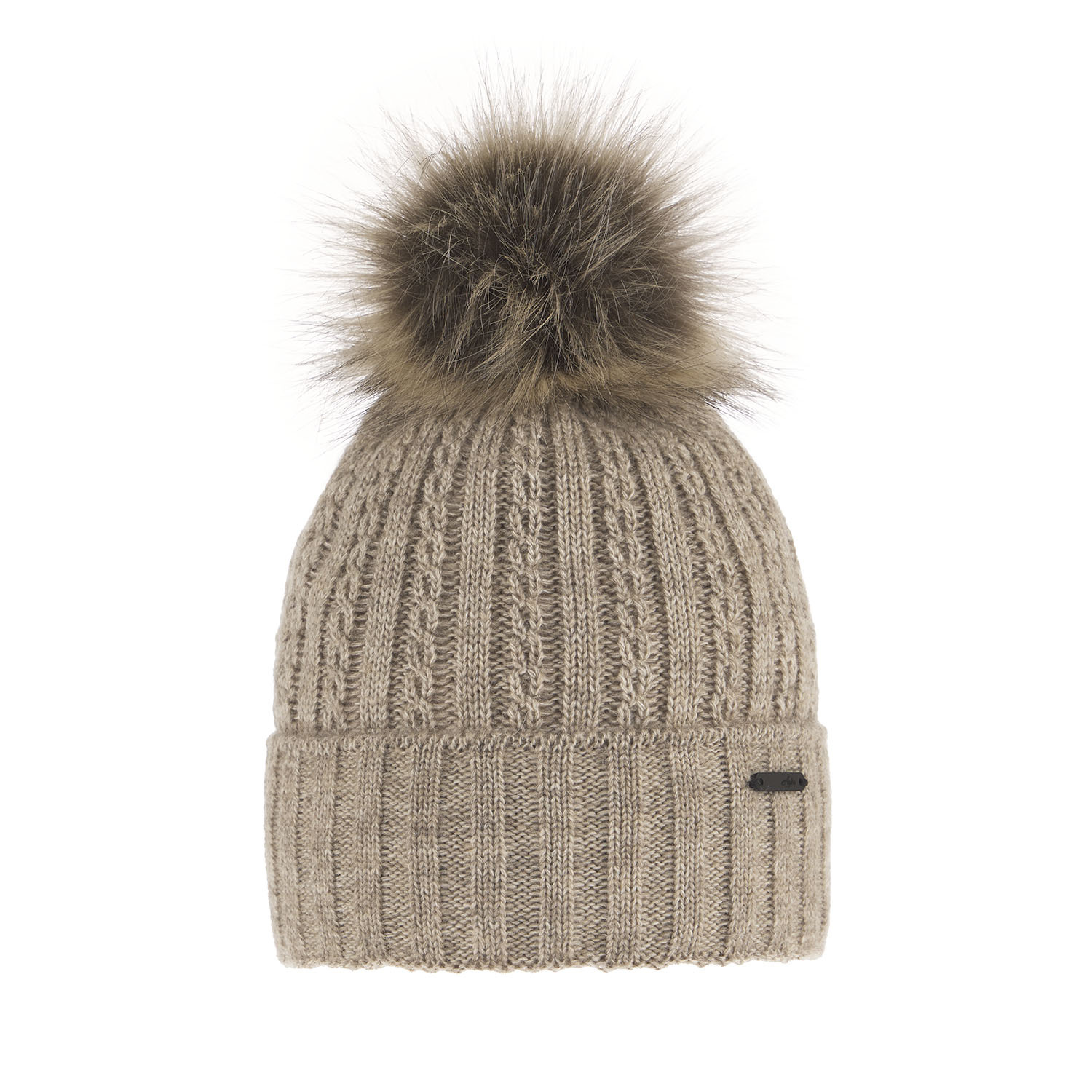 Dam vintermössa, beige, med pompom, Karizma