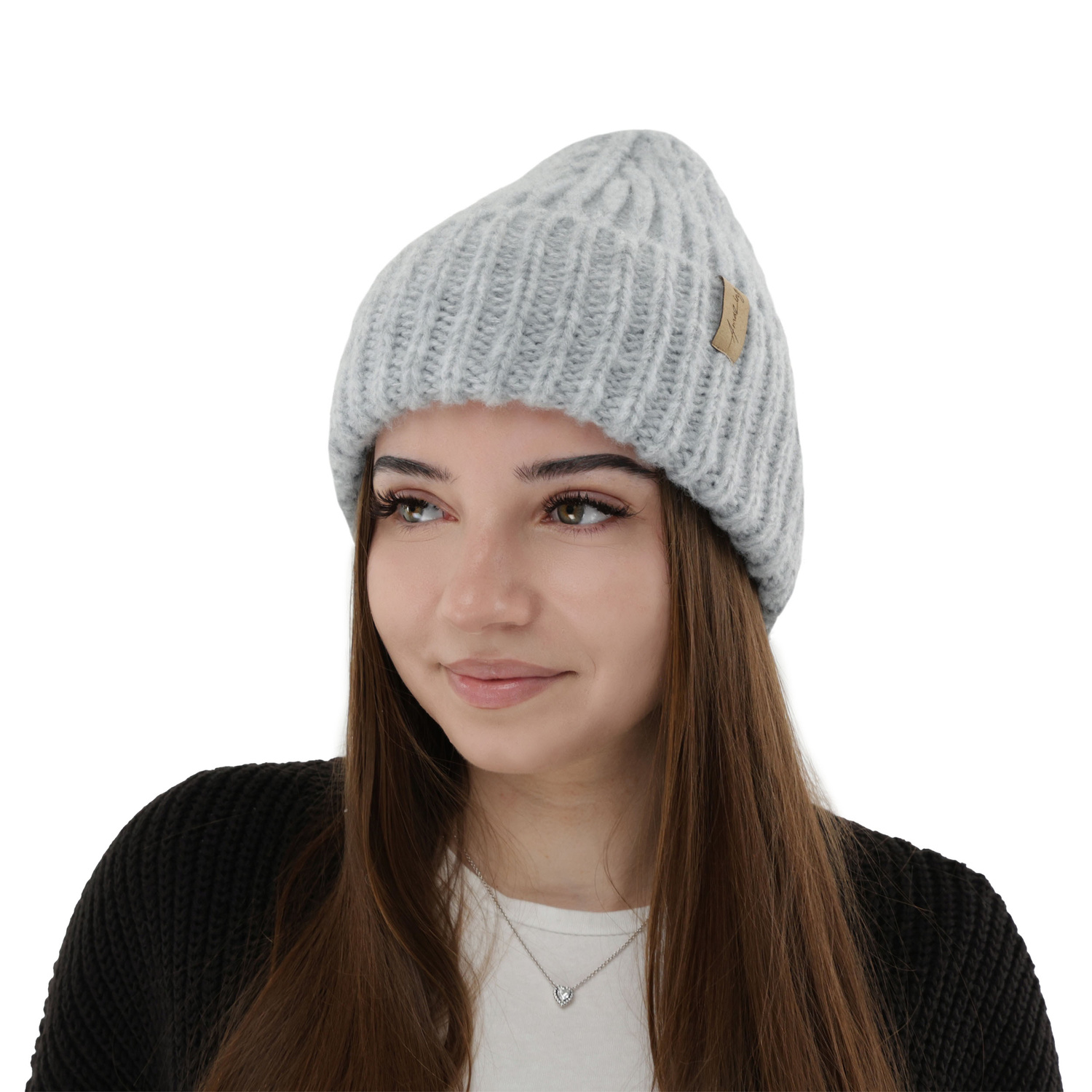 Dam vintermössa, beige, med merinull, Caro