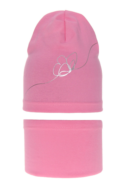 Flicka höst/vår set: mössa och tubhalsduk, rosa, fodrad med bomull, Jula