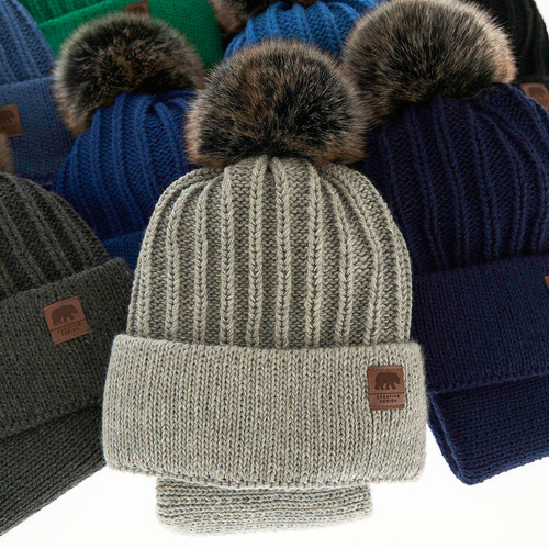 Pojke vinter set: mössa och tubhalsduk, blå, med pompom, Havier