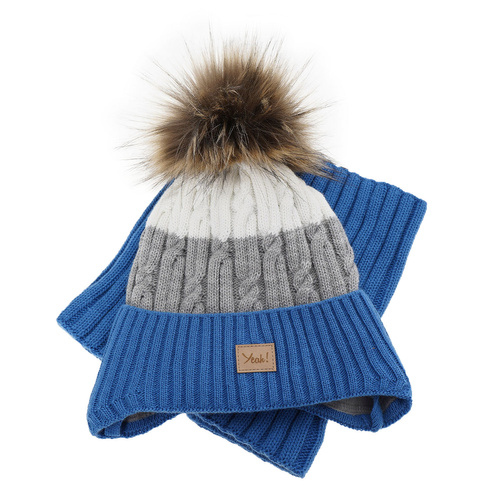 Pojke vinter set: mössa och tubhalsduk, grön, med pompom, Maxwell