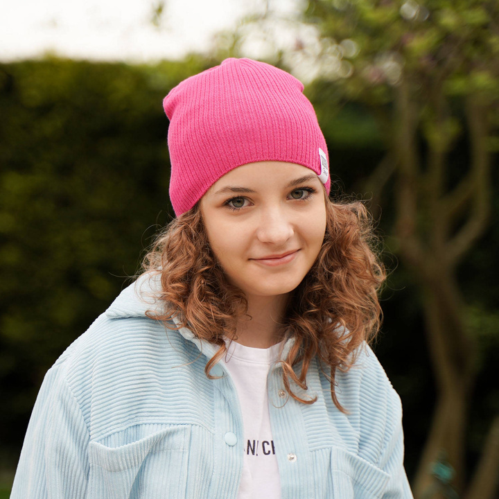 Flicka höst/vår set: mössa och halsduk, rosa, med bomull, Farinka