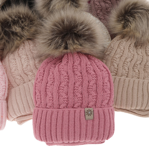 Flicka vinter set: mössa och halsduk, svart, med pompom, Pretoria
