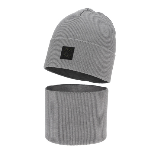 Pojke höst/vår set: mössa och tubhalsduk, ljusgrå, med bomull, Jonas