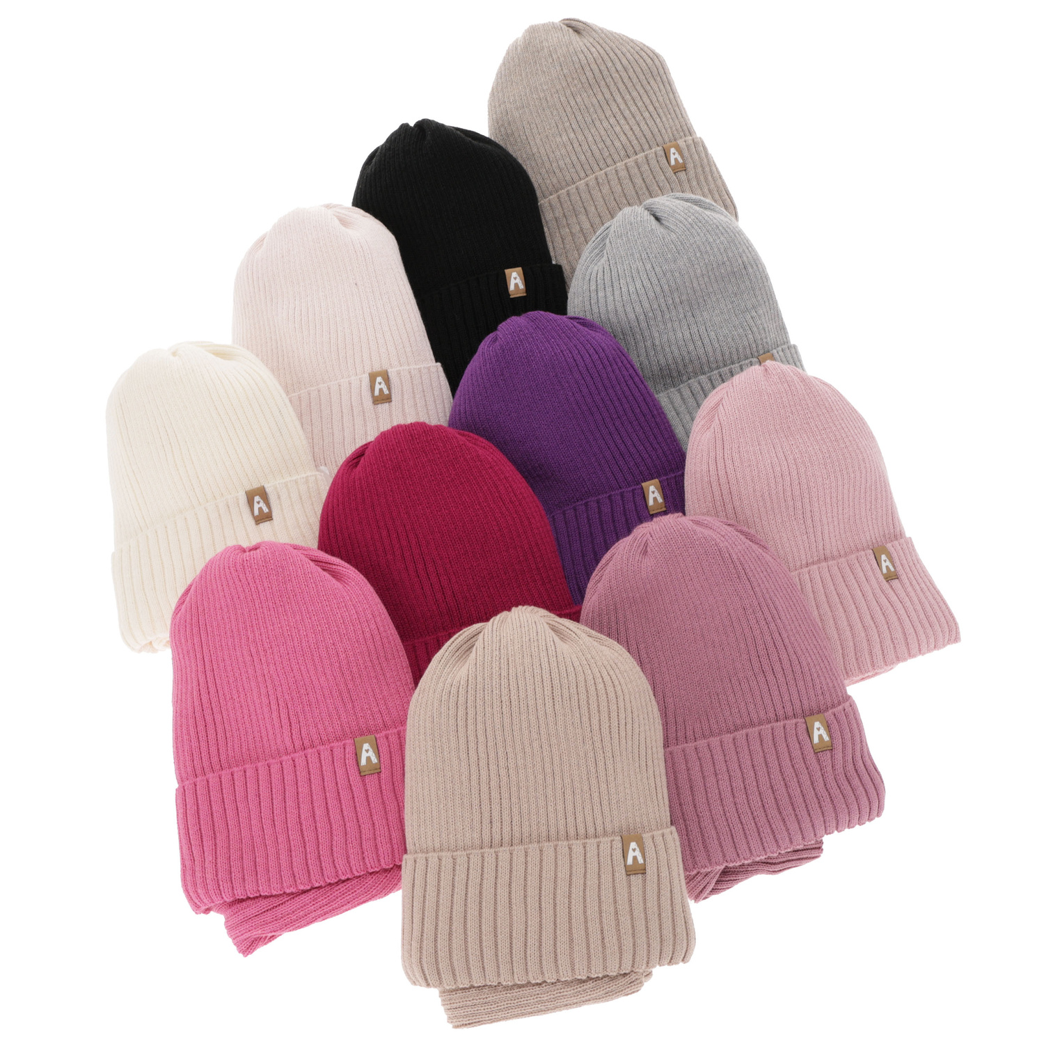 Flicka vinter set: mössa och tubhalsduk, grå, med merinull, fodrad med fleece, Peggy