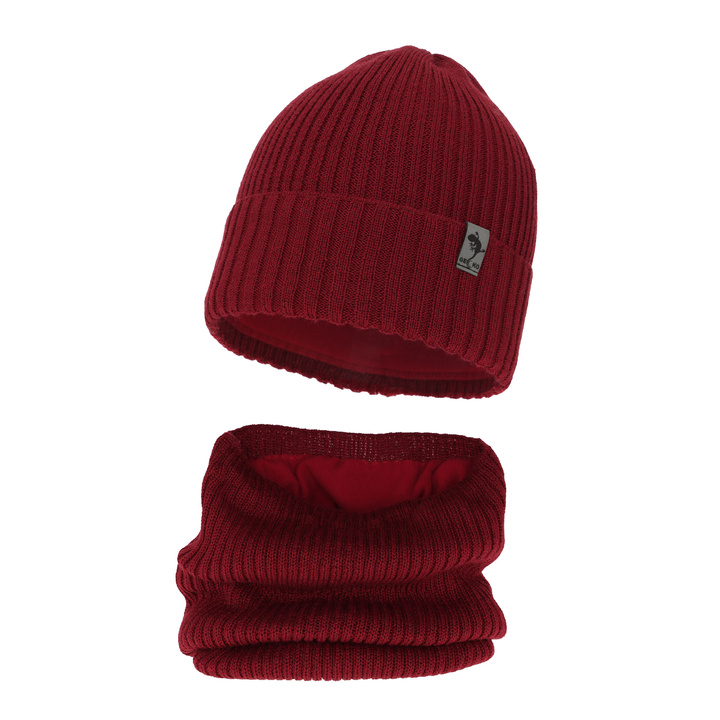 Pojke vinter set: mössa och tubhalsduk, bordå, med merinull, Gecko
