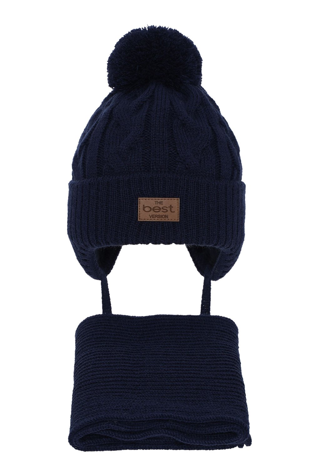 Pojke vinter set: mössa och halsduk, blå, med pompom, Remix