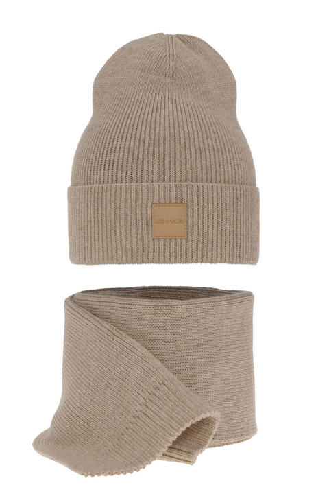 Dam vinter set: mössa och halsduk, beige, Nathalie
