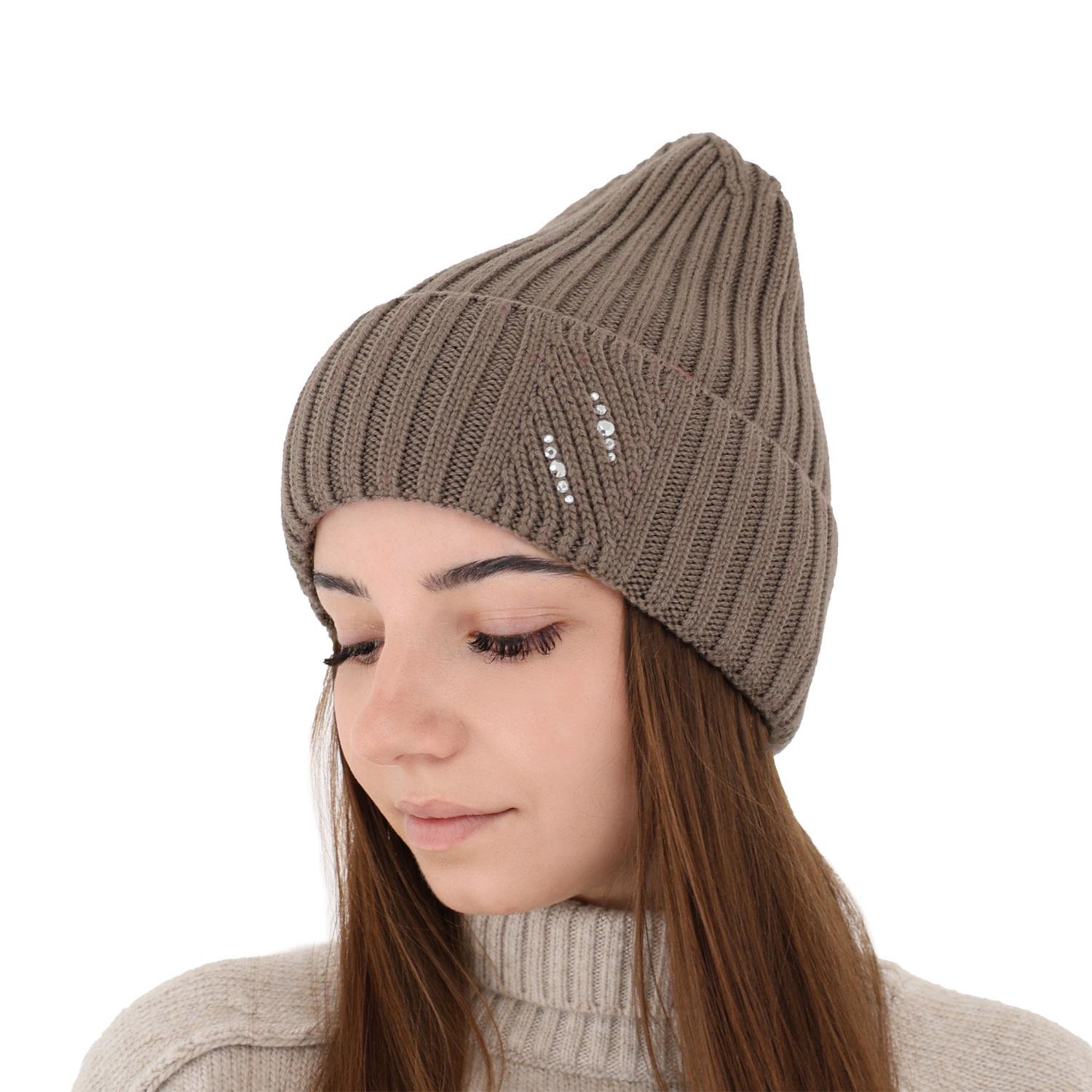 Dam vintermössa, grå, 100% Merino Ull, Ariga