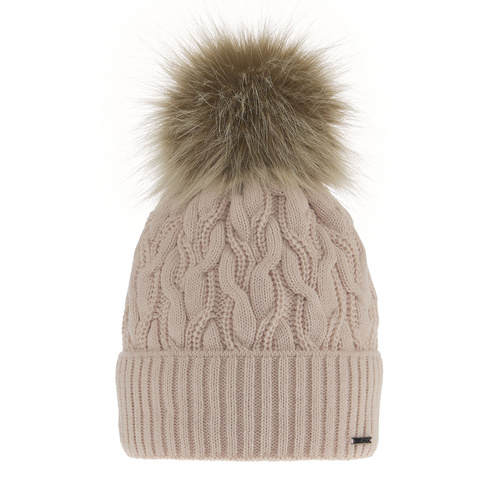 Dam vintermössa, beige, med pompom, Deva