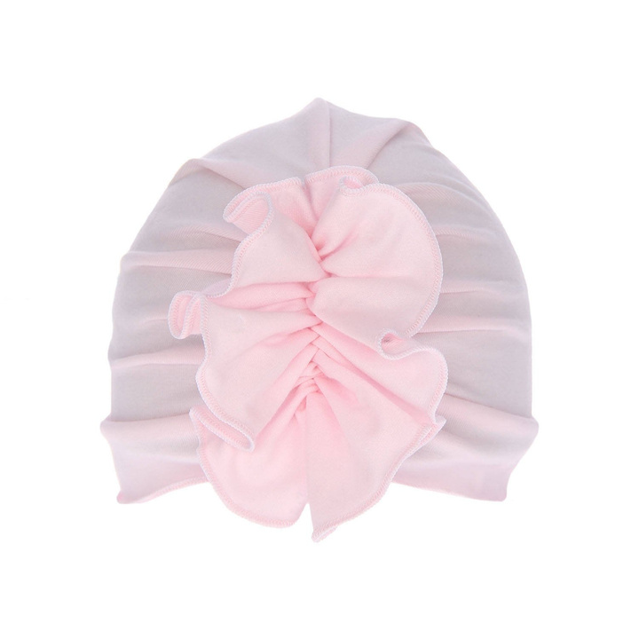 Flicka höst/vår mössa, rosa, med dekorativ rynkning, Werka