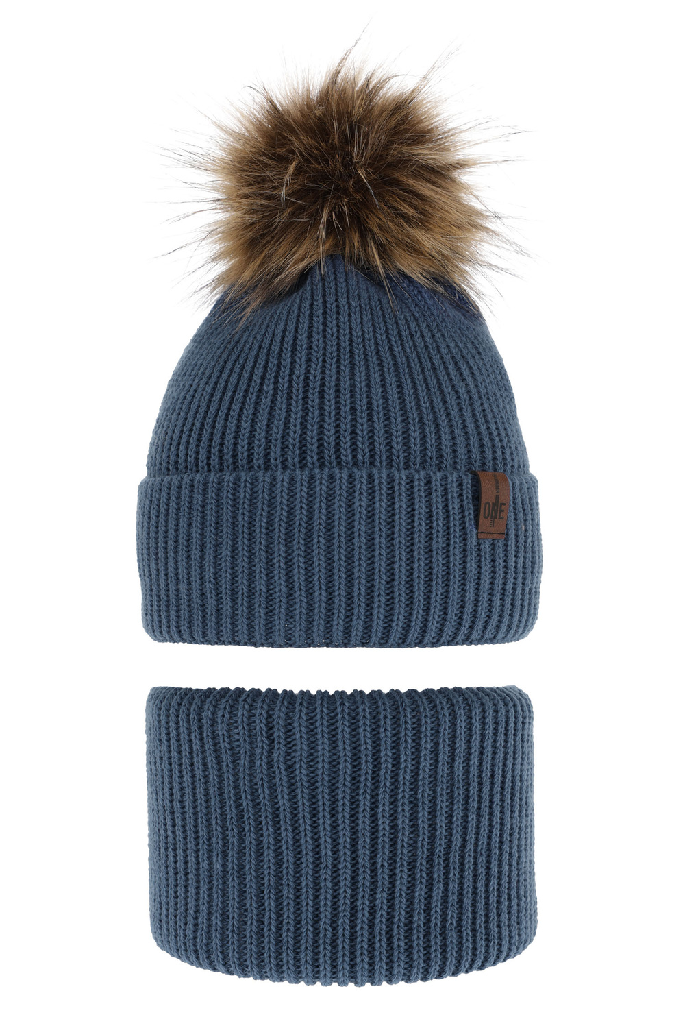 Pojke vinter set: mössa och tubhalsduk, blå, med pompom, Modus