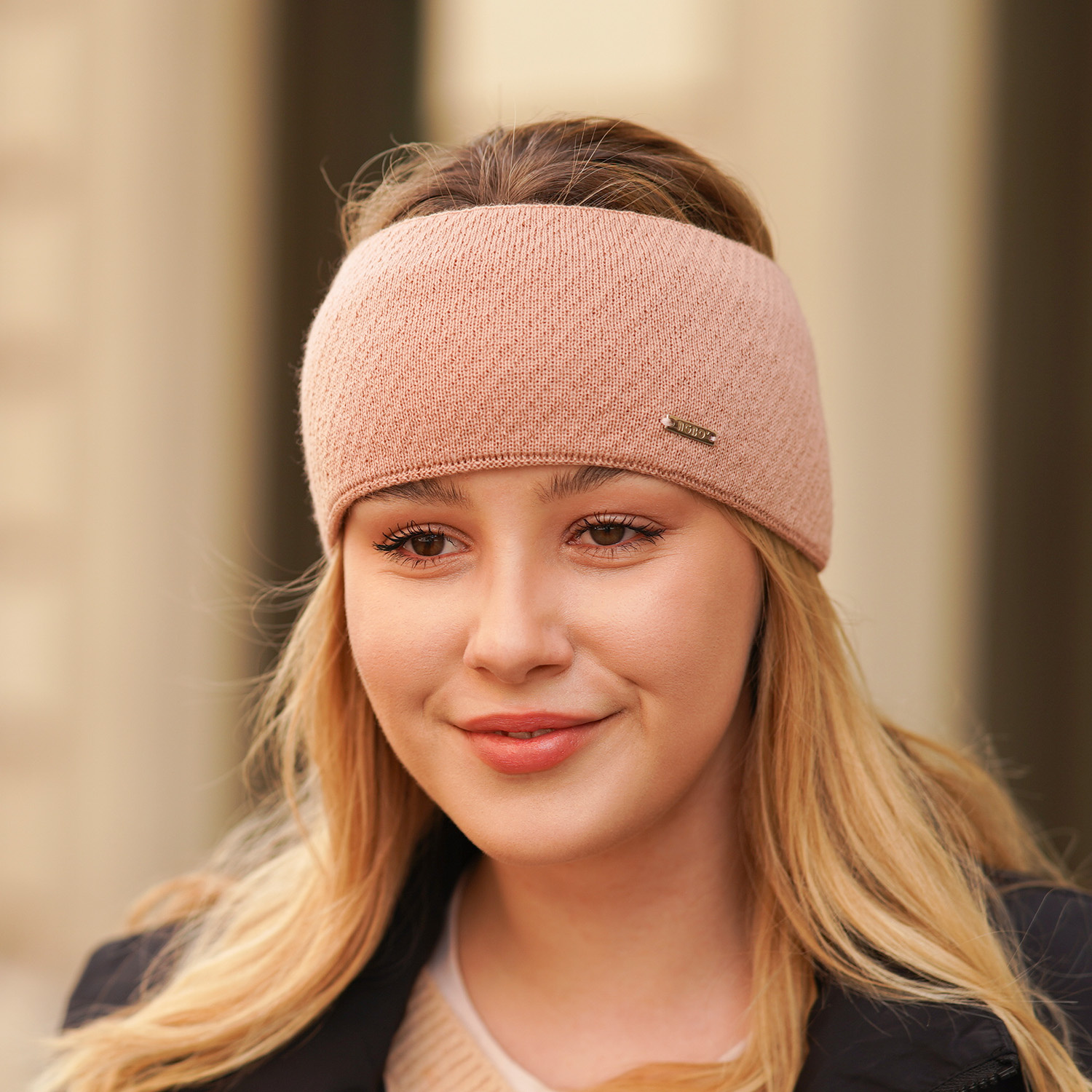 Dam vinter pannband, svart, med merinull, Katrina