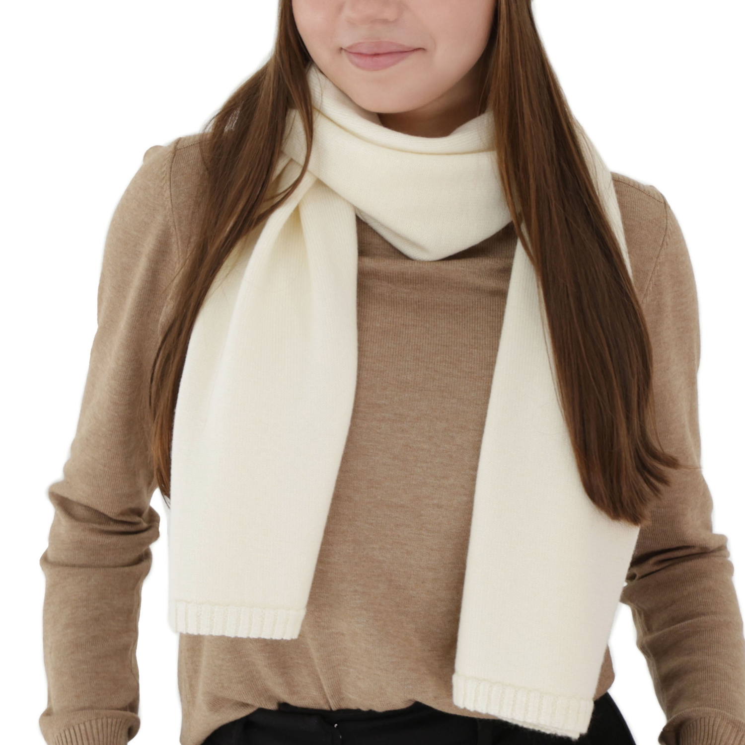 Dam vinter halsduk, kremowy, 100% Merino Ull, Elonia