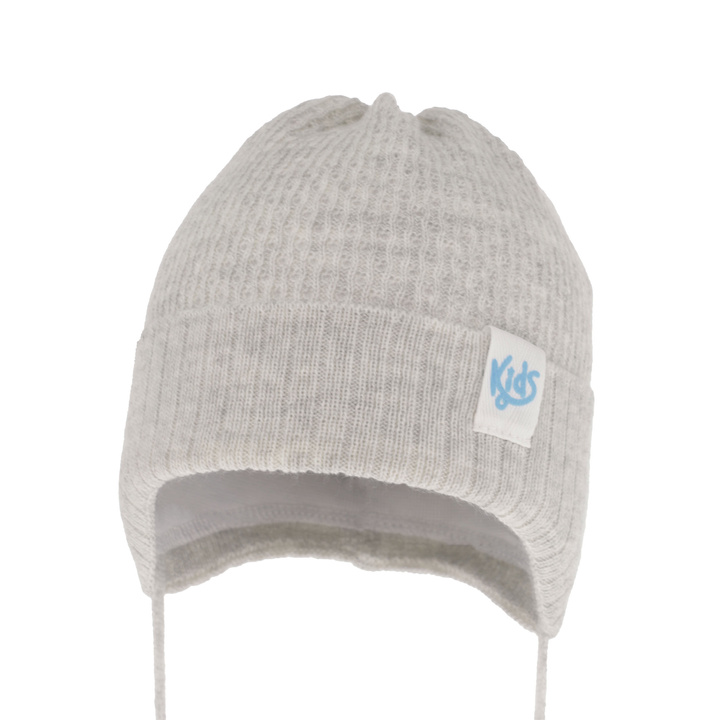 Pojke höst/vår mössa, ljusgrå, med knytband, Galvani